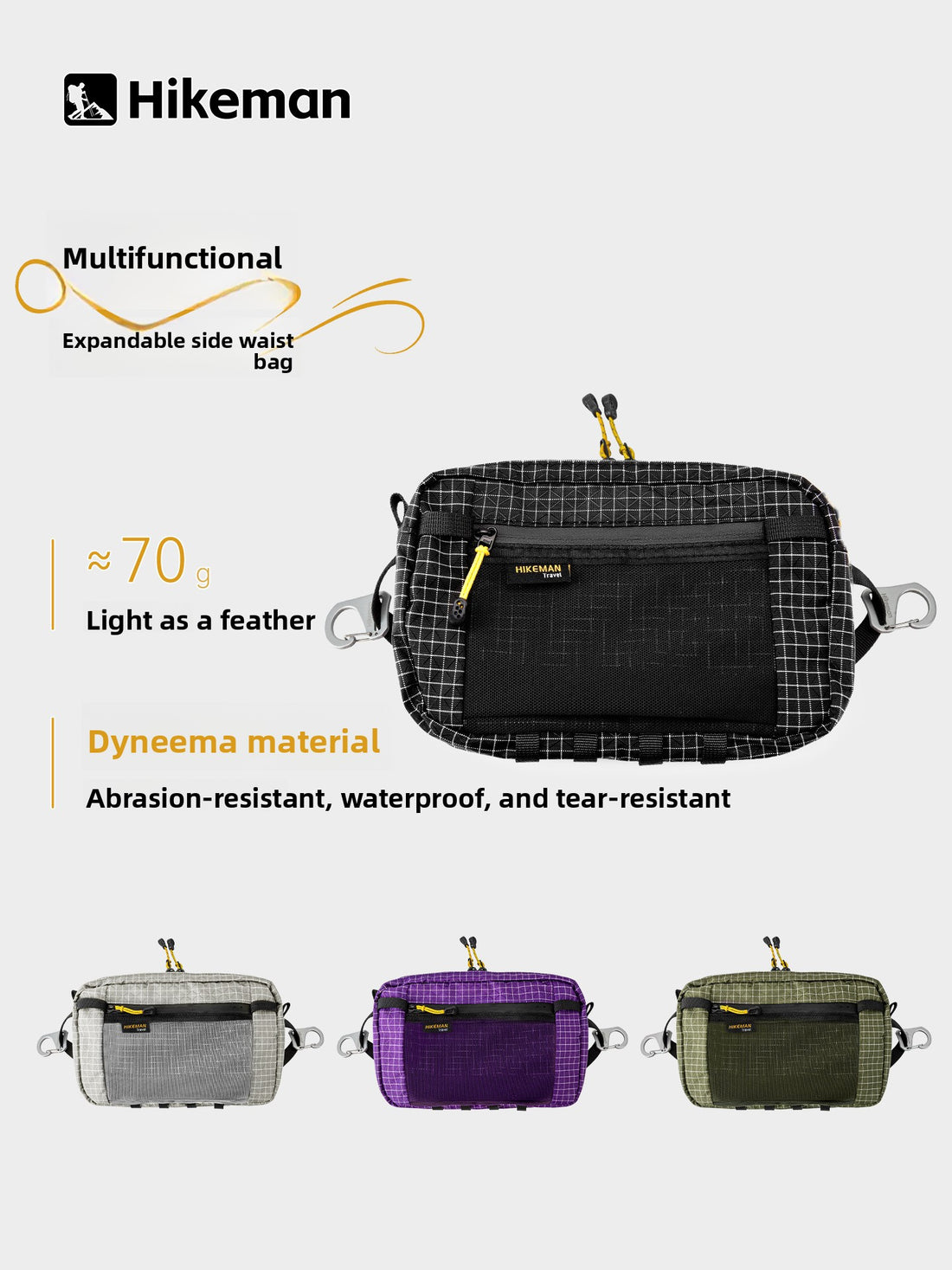 Outdoor Camping Fanny Pack in Black, Gray, Purple and Army Green, image 1 of 17