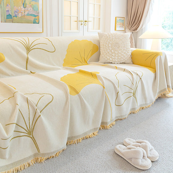 Ginkgo Leaf Non-Slip Sofa Cover Towel, 5 Colors, 10 Sizes, image 2 of 55