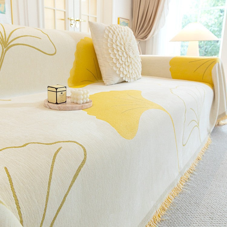 Ginkgo Leaf Non-Slip Sofa Cover Towel, 5 Colors, 10 Sizes, image 3 of 55