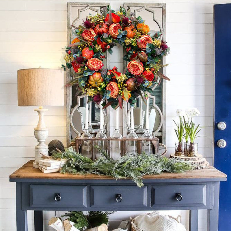 Autumn Pumpkin Flower Wreath Door Decoration, 3 Sizes, image 3 of 8
