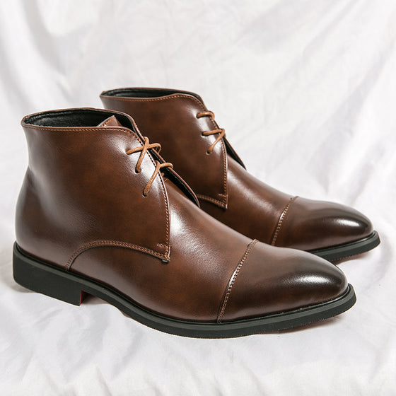 Lace-Up Leather Ankle Boots, Black or Brown, Sizes 38 to 48, image 1 of 27