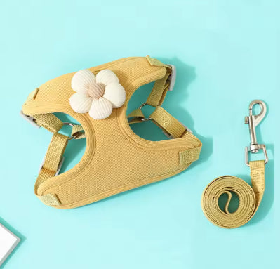 Sunflower dog harness and leash set