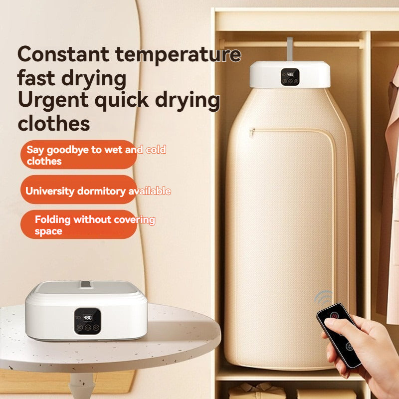 Small dryer with remote control, white compact dryer