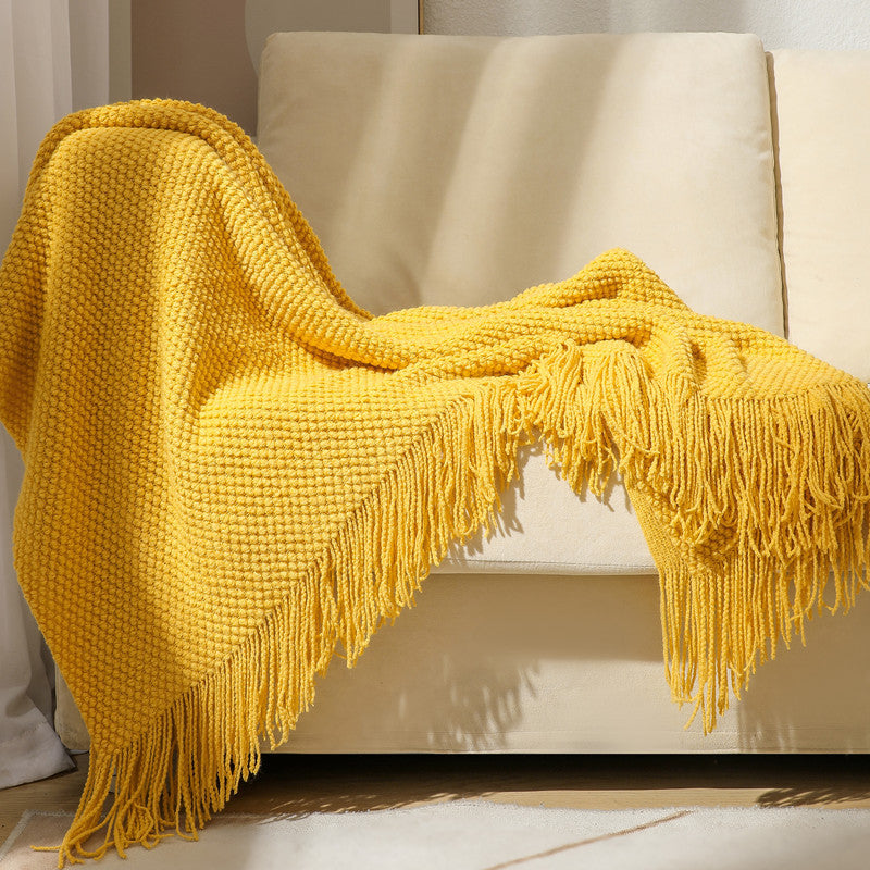 Pineapple pattern tassel throw blanket