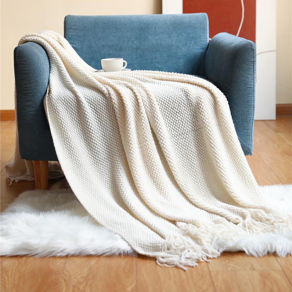 Pineapple pattern tassel throw blanket, photo 2