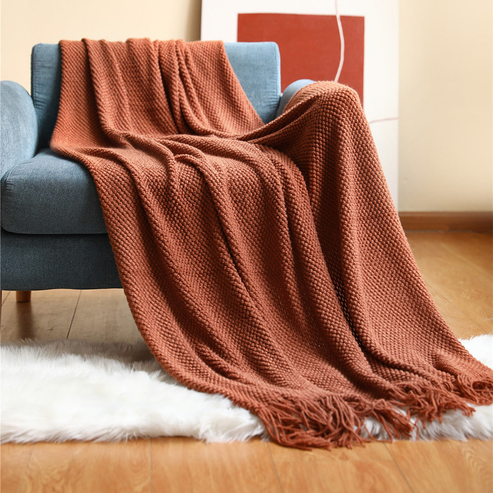 Pineapple pattern tassel throw blanket, photo 3