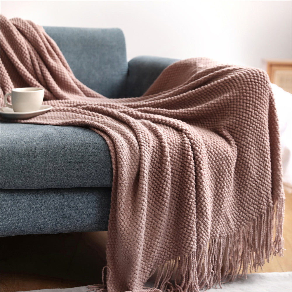 Pineapple pattern tassel throw blanket, photo 7