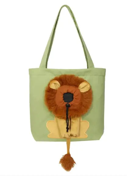 Paw-shaped base detail on the lion design pet bag