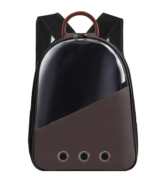 Cat backpack carrier shown with side mesh ventilation panel