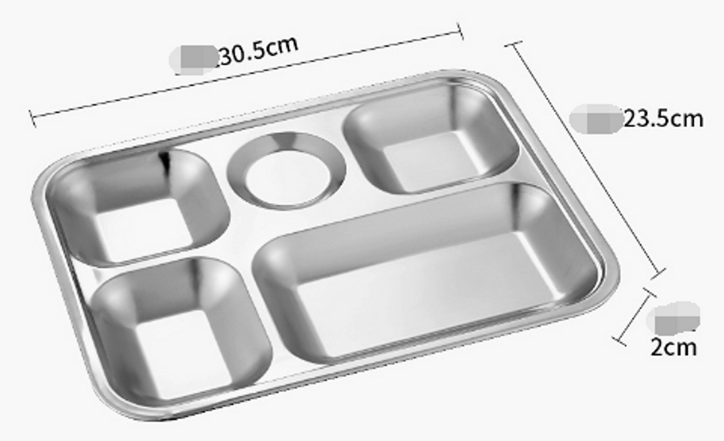 3/4/5 Sections Stainless Steel Divided Dinner Tray Lunch Container