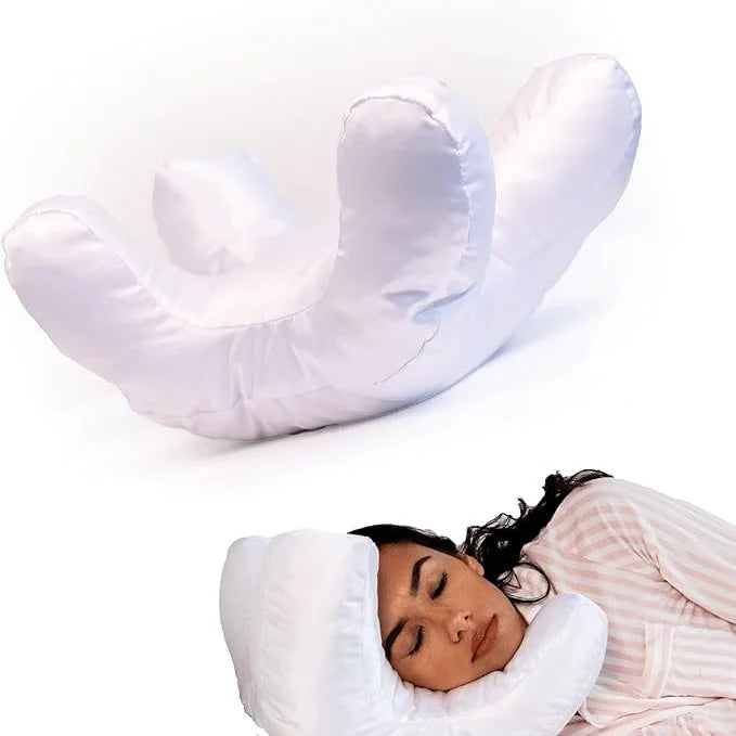 SilkGlow beauty sleep pillow in gold on a bed