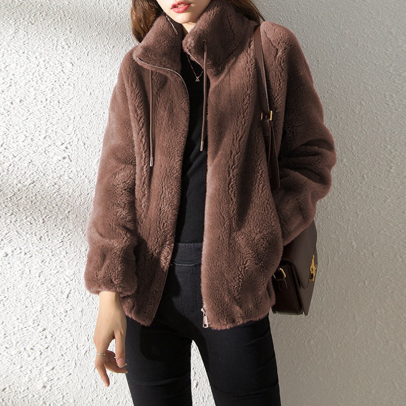 Zip-up cardigan coat